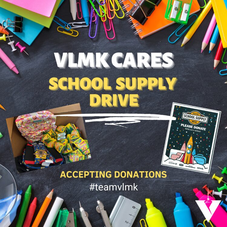 VLMK Cares, School Supply Drive poster